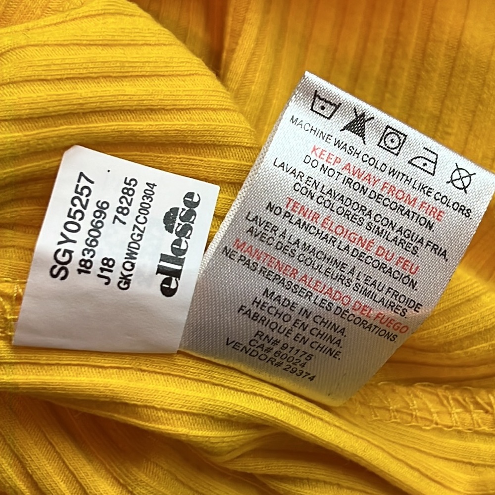 Ellesse Yellow W/ White Stripe Womens US L EU 40 UK 12 Body High Neck Bodysuit - Picture 13 of 16